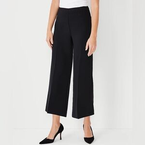 Ann Taylor Black Cropped Wide Leg Side Zipper Back pockets Women's Pants Size 2